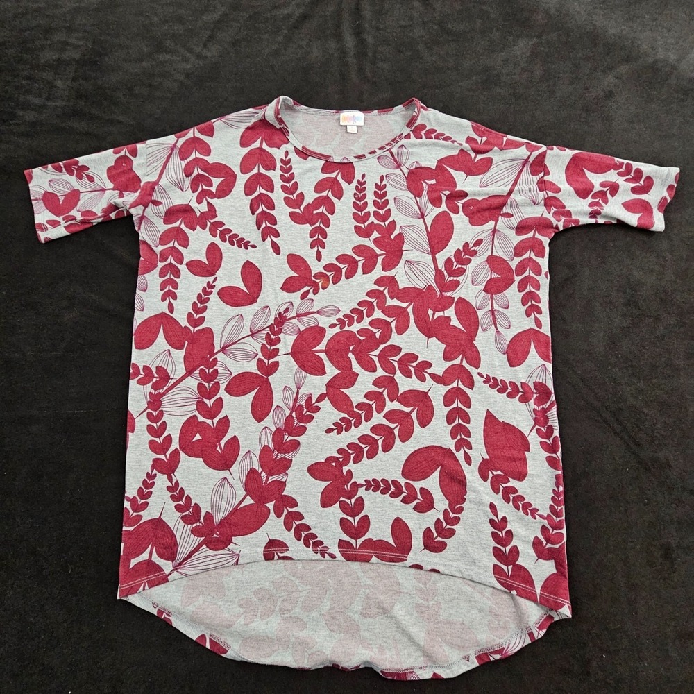 LuLaRoe‎ Gray Floral Print Short Sleeve Top Women's S